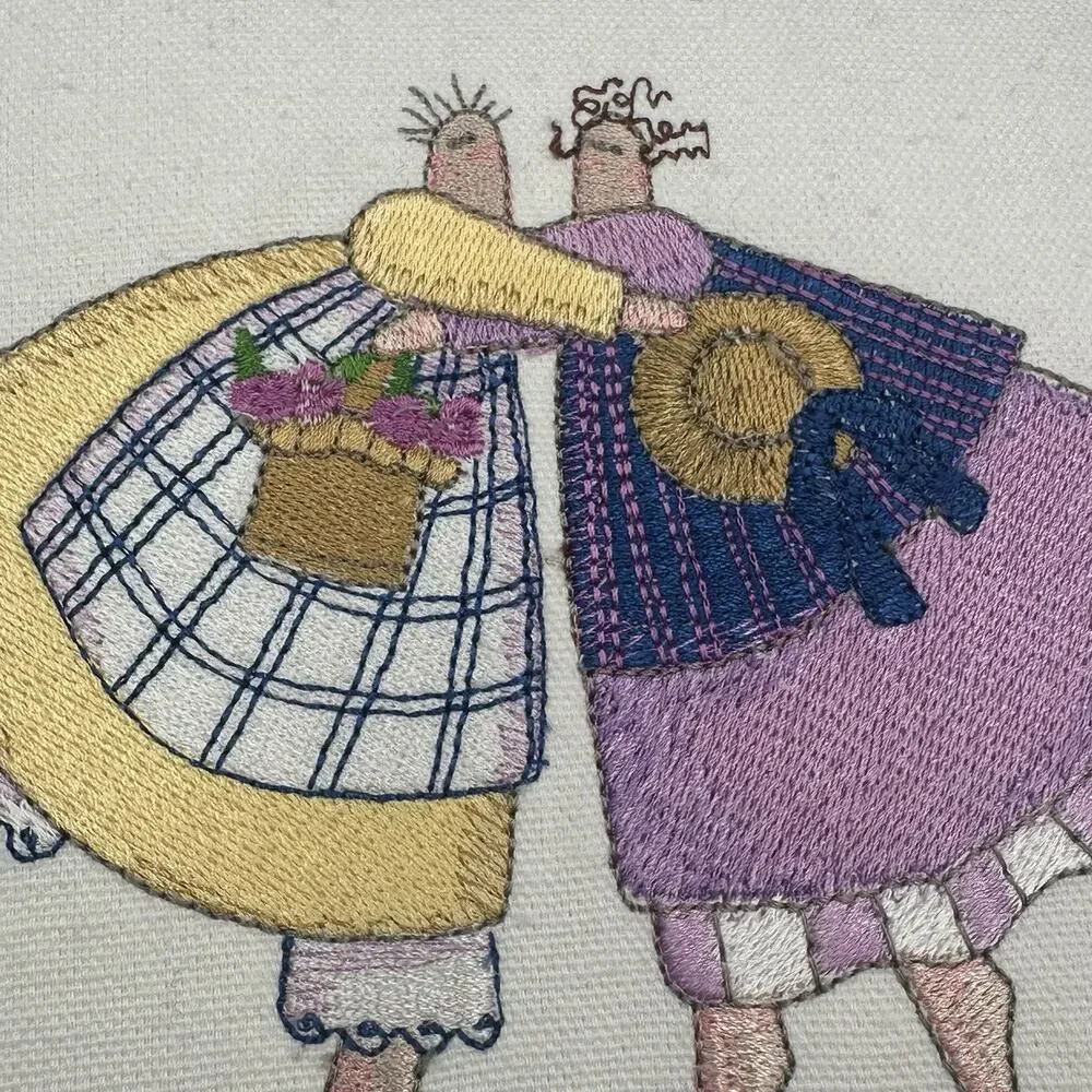 Handmade‎ Throw Pillow 12” Cottage Granny Core Gingham Purple Best Friends